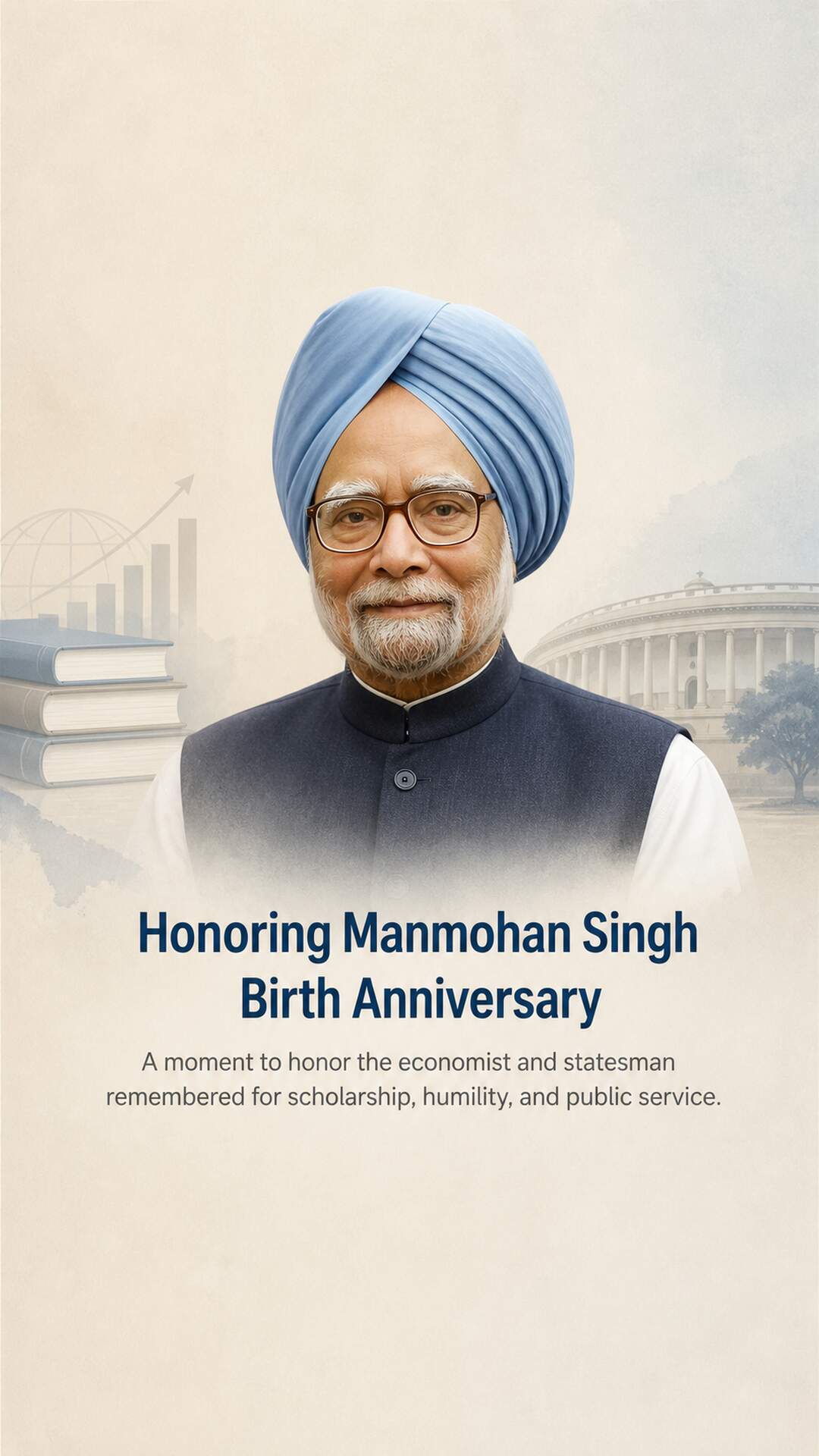 Manmohan Singh Birth Anniversary - Manmohan Singh Birth Anniversary Invitation Template by Reel Invite