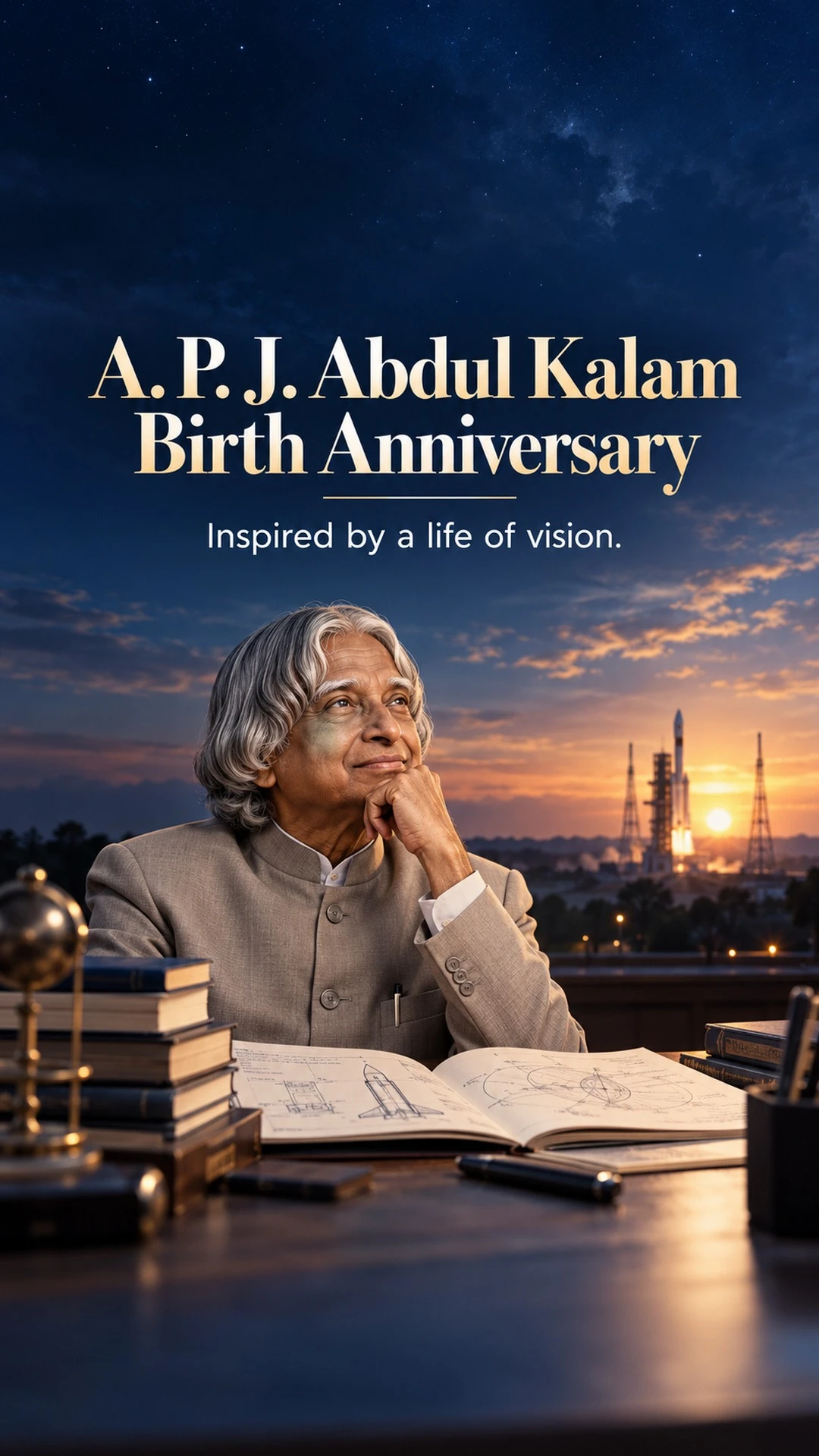 A. P. J. Abdul Kalam Birth Anniversary - A. P. J. Abdul Kalam Birth Anniversary Invitation Template by Reel Invite