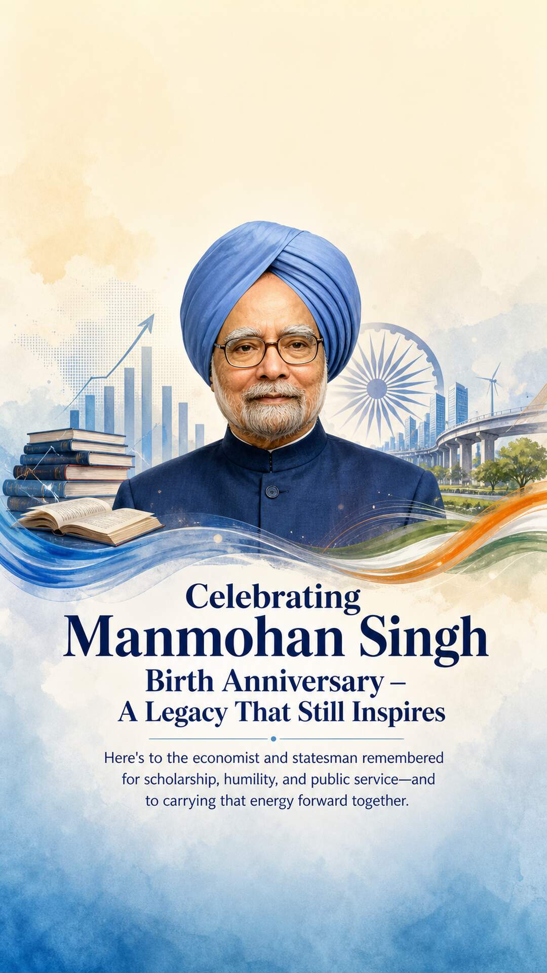 Manmohan Singh Birth Anniversary - Manmohan Singh Birth Anniversary Invitation Template by Reel Invite