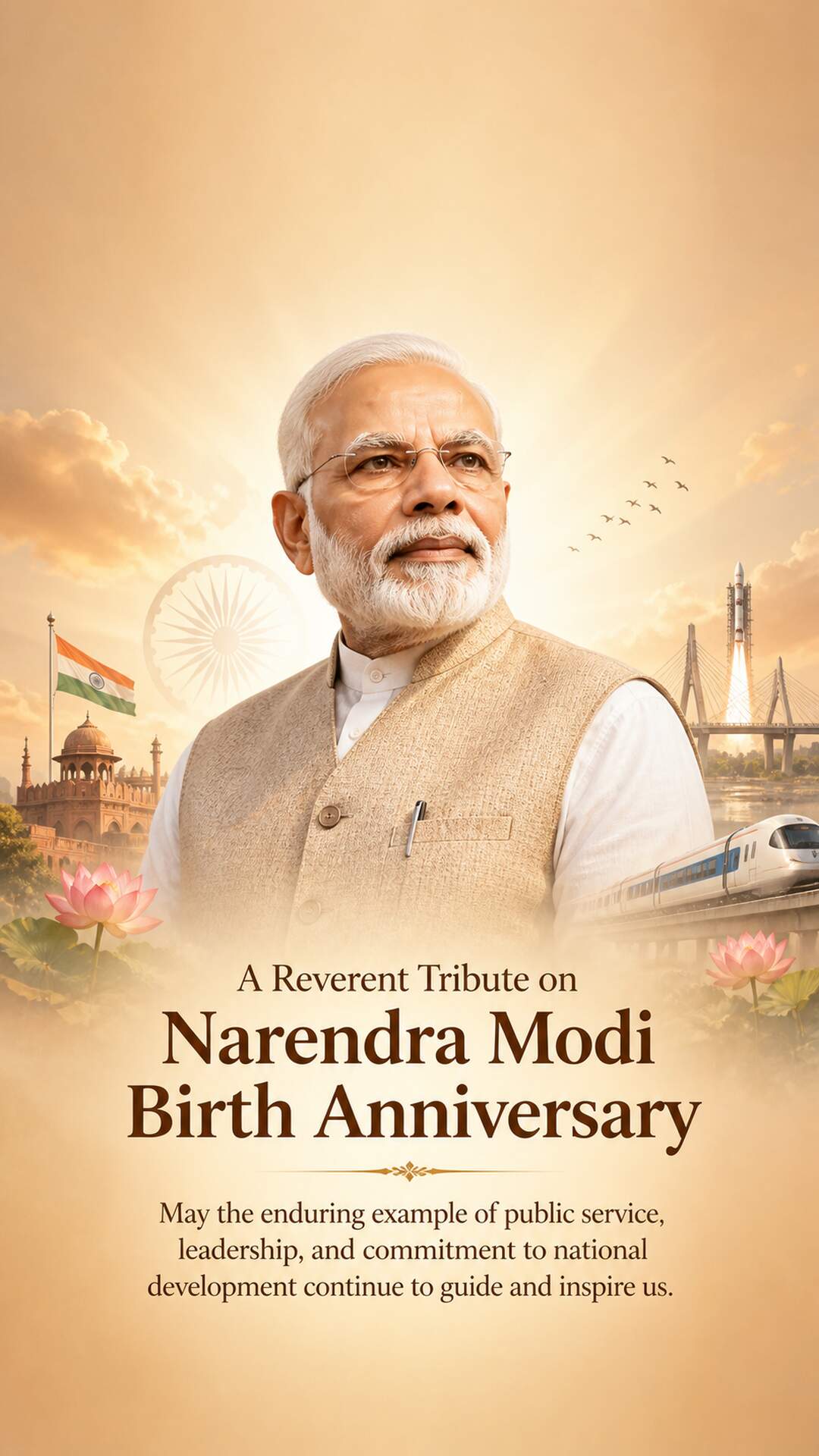 Narendra Modi Birth Anniversary - Narendra Modi Birth Anniversary Invitation Template by Reel Invite