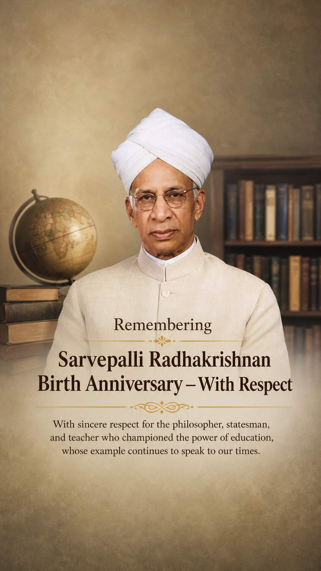 Sarvepalli Radhakrishnan Birth Anniversary - Sarvepalli Radhakrishnan Birth Anniversary Invitation Template by Reel Invite