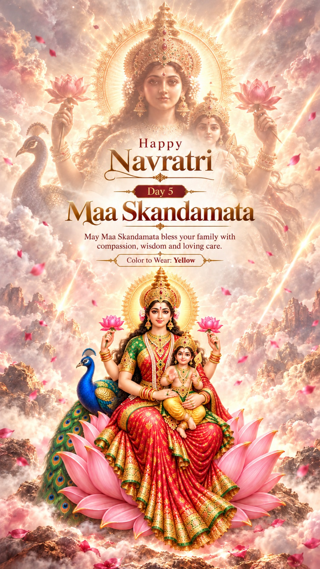 Navratri Day 5 (Skandamata Puja) - Navratri Day 5 (Skandamata Puja) Invitation Template by Reel Invite