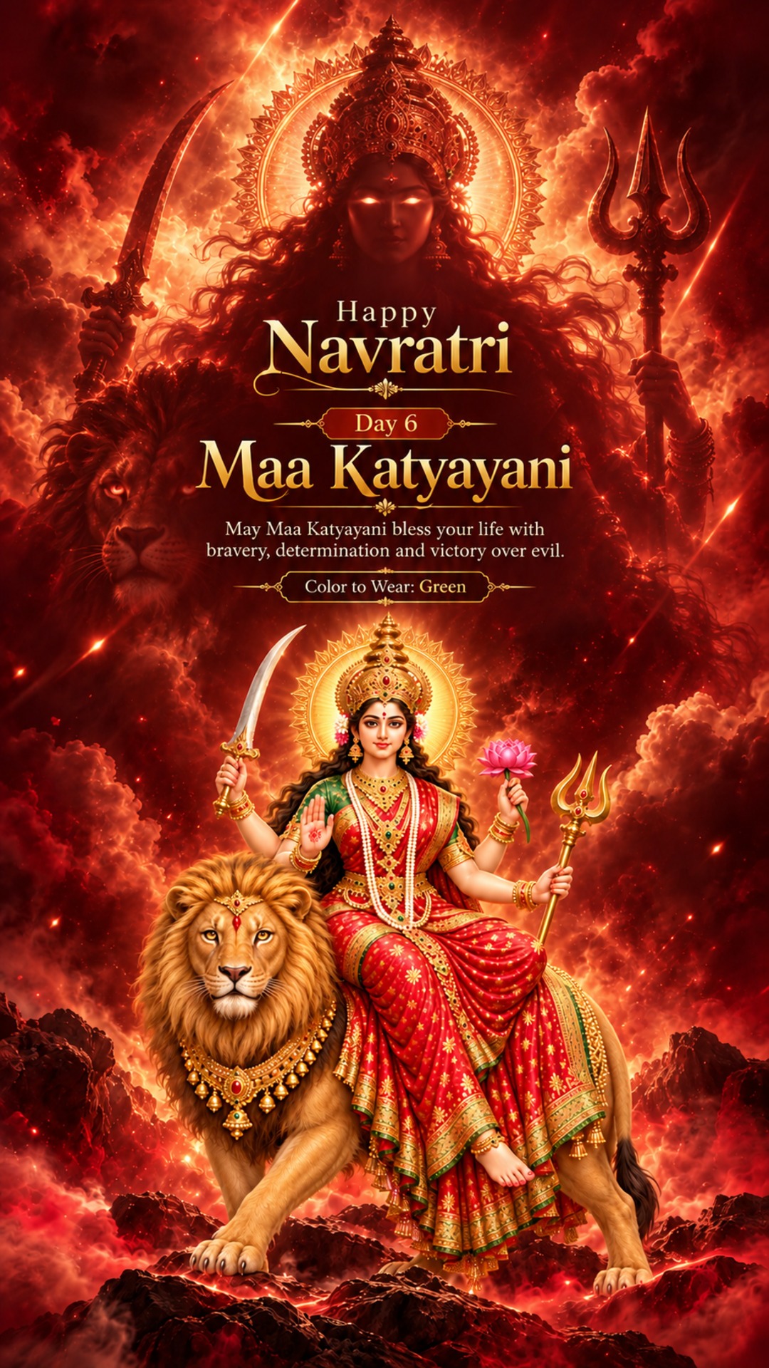 Navratri Day 6 (Katyayani Puja) - Navratri Day 6 (Katyayani Puja) Invitation Template by Reel Invite