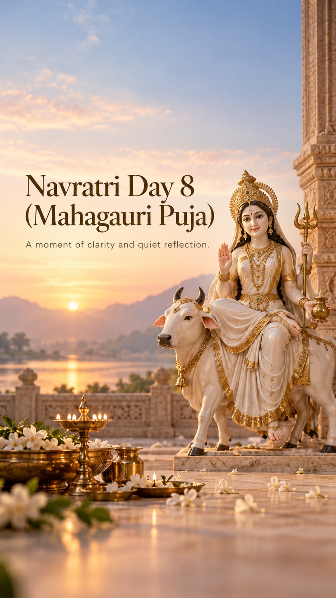 Navratri Day 8 (Mahagauri Puja) - Navratri Day 8 (Mahagauri Puja) Invitation Template by Reel Invite