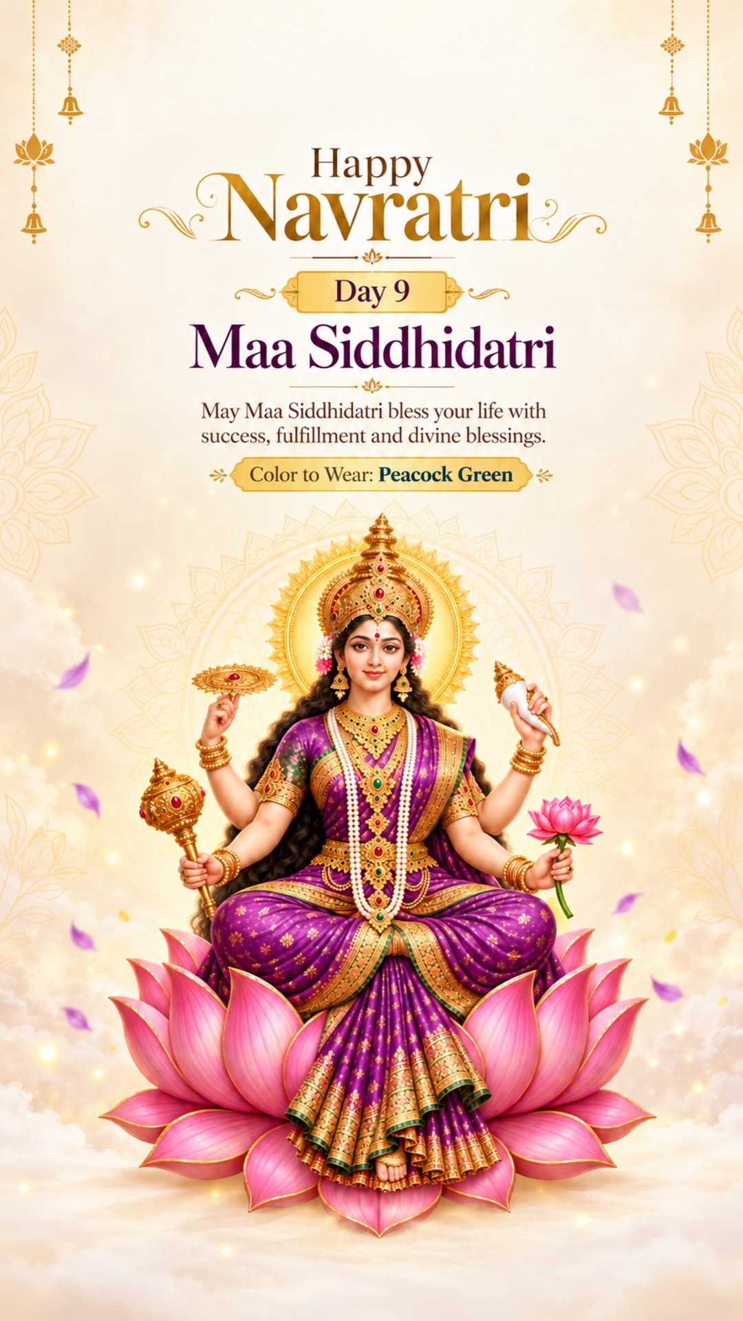 Navratri Day 9 (Siddhidatri Puja) - Navratri Day 9 (Siddhidatri Puja) Invitation Template by Reel Invite