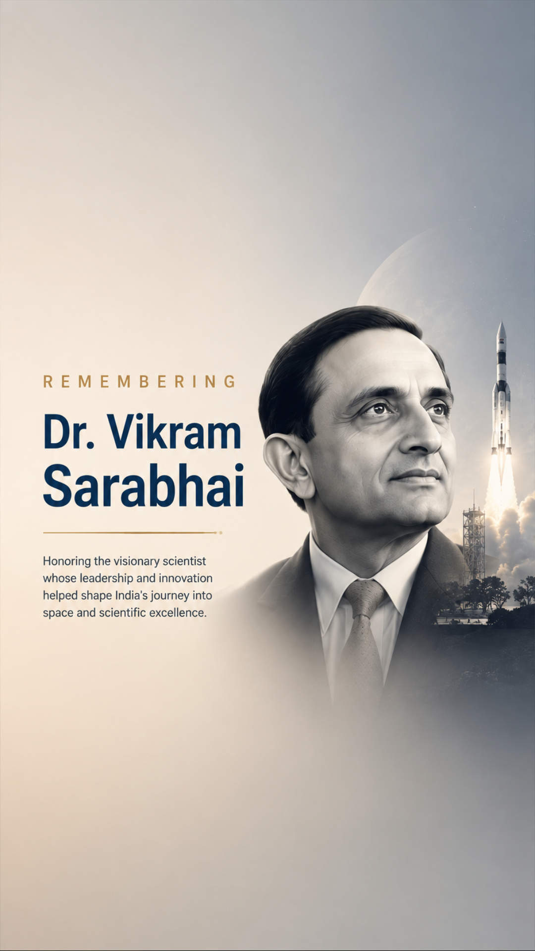 Vikram Sarabhai - Birth Anniversary Invitation Template by Reel Invite