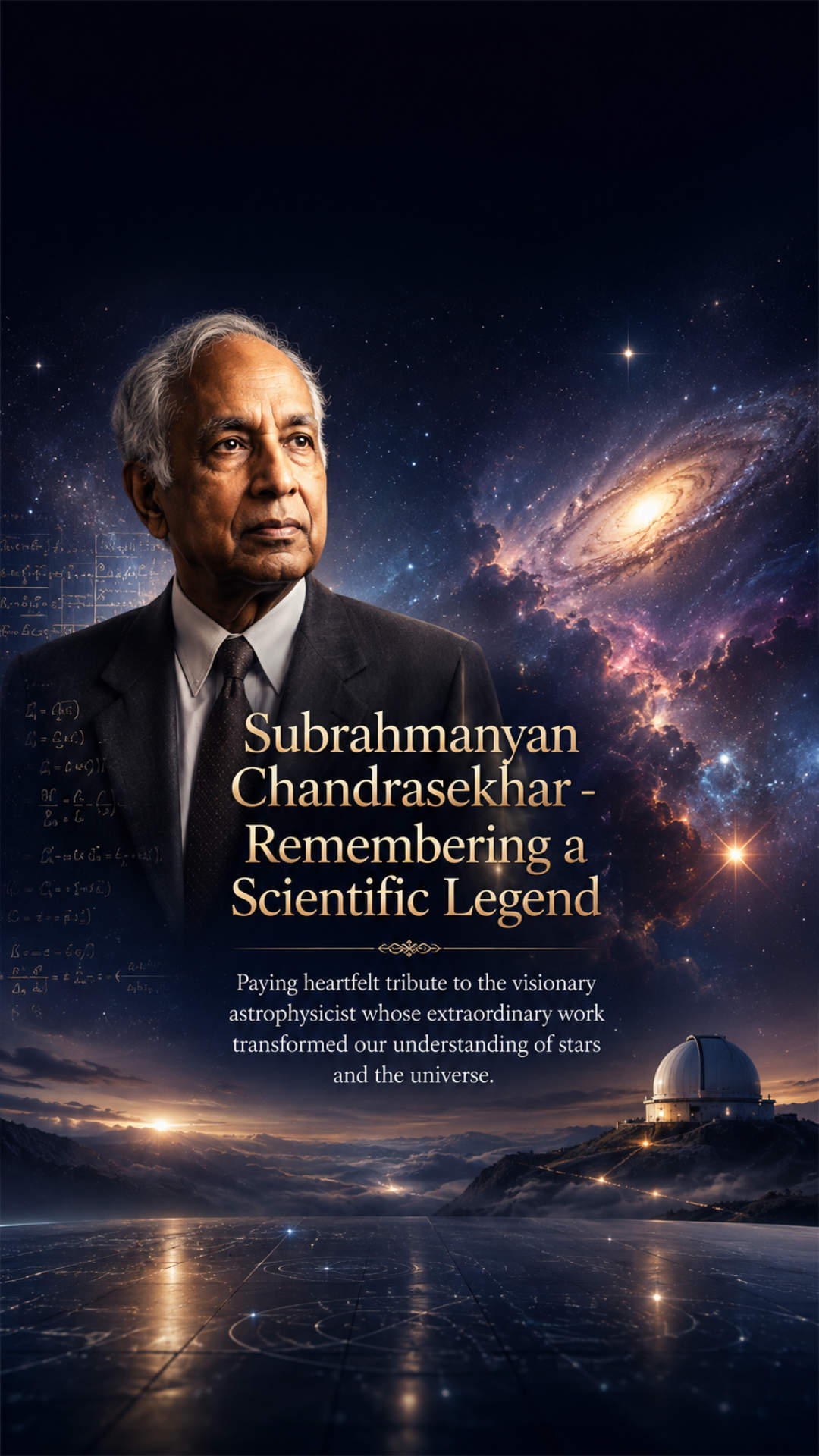 Subrahmanyan Chandrasekhar Death Anniversary - Subrahmanyan Chandrasekhar Death Anniversary Invitation Template by Reel Invite