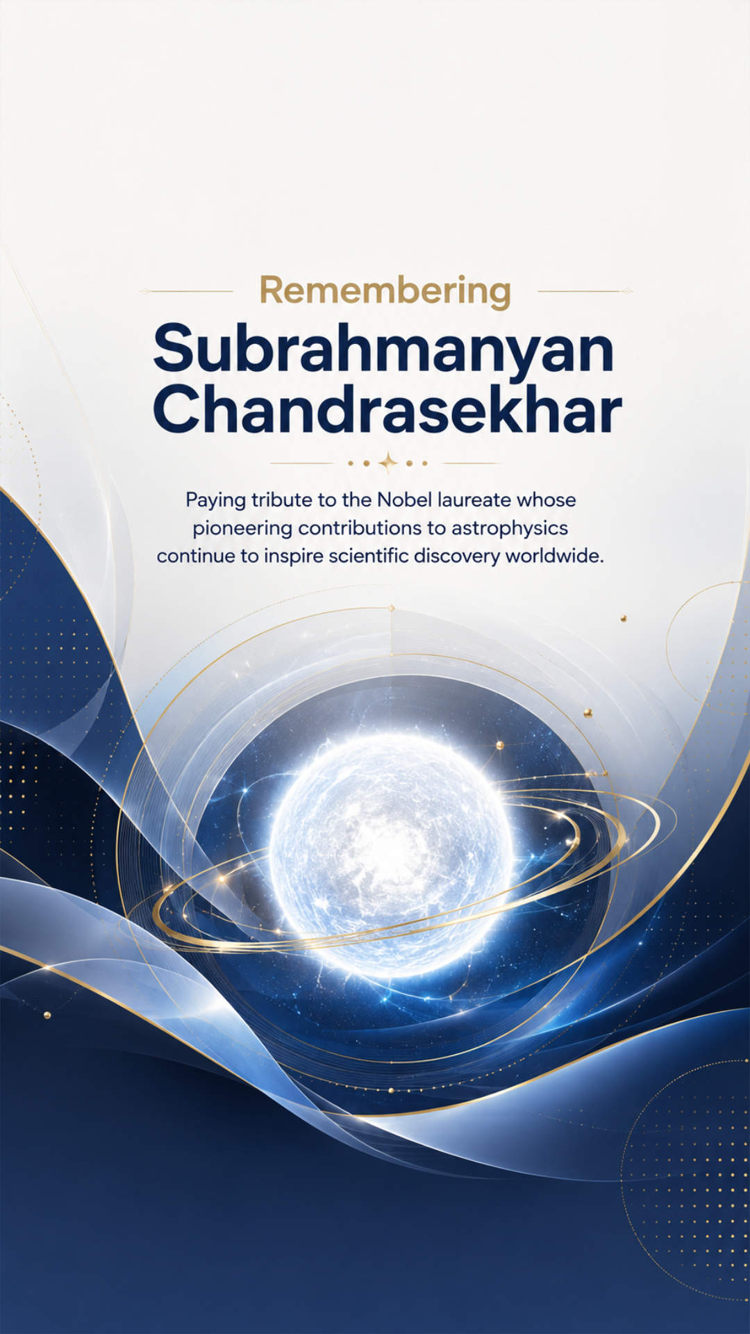 Subrahmanyan Chandrasekhar Death Anniversary - Subrahmanyan Chandrasekhar Death Anniversary Invitation Template by Reel Invite