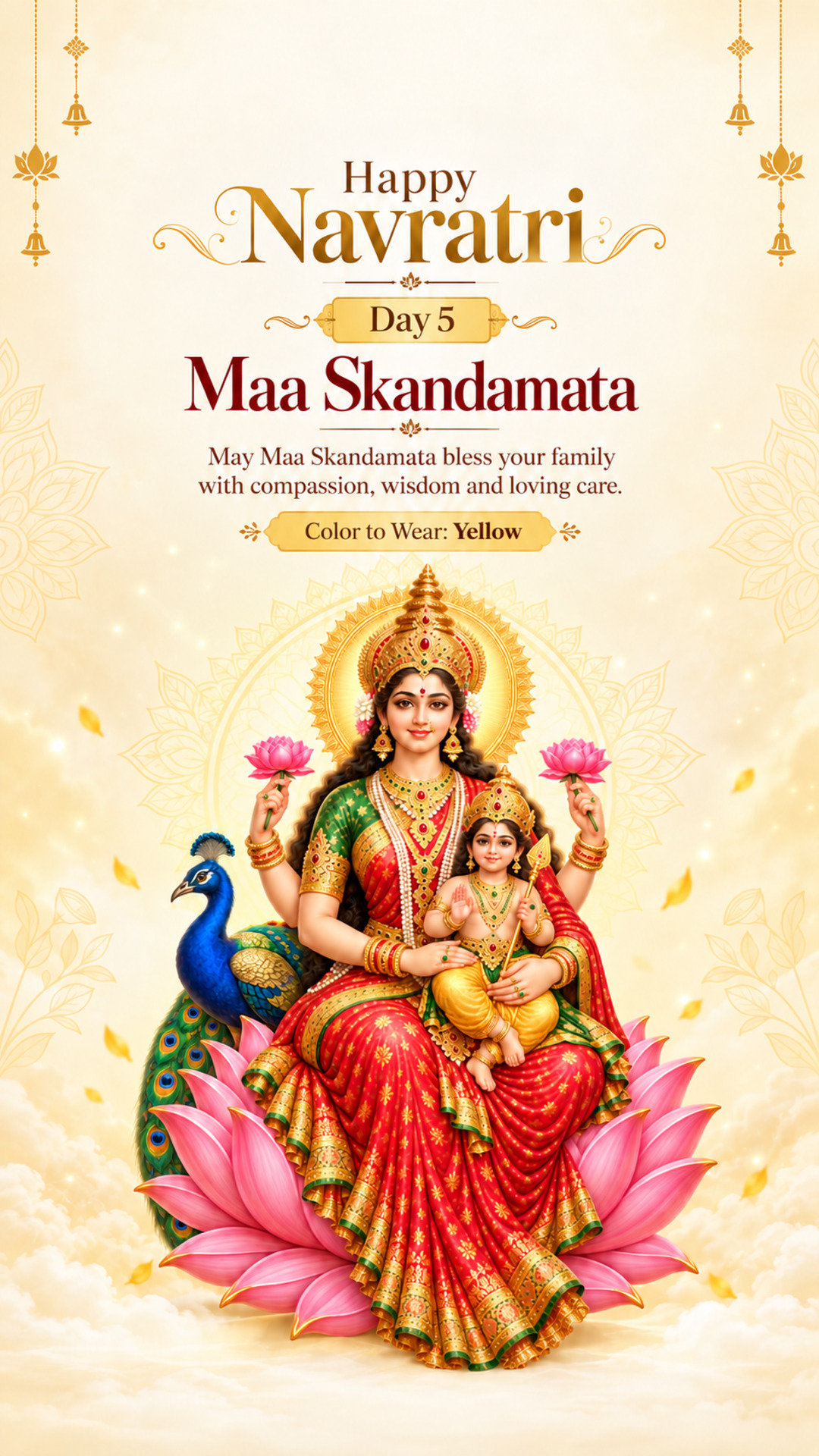 Navratri Day 5 (Skandamata Puja) - Navratri Day 5 (Skandamata Puja) Invitation Template by Reel Invite