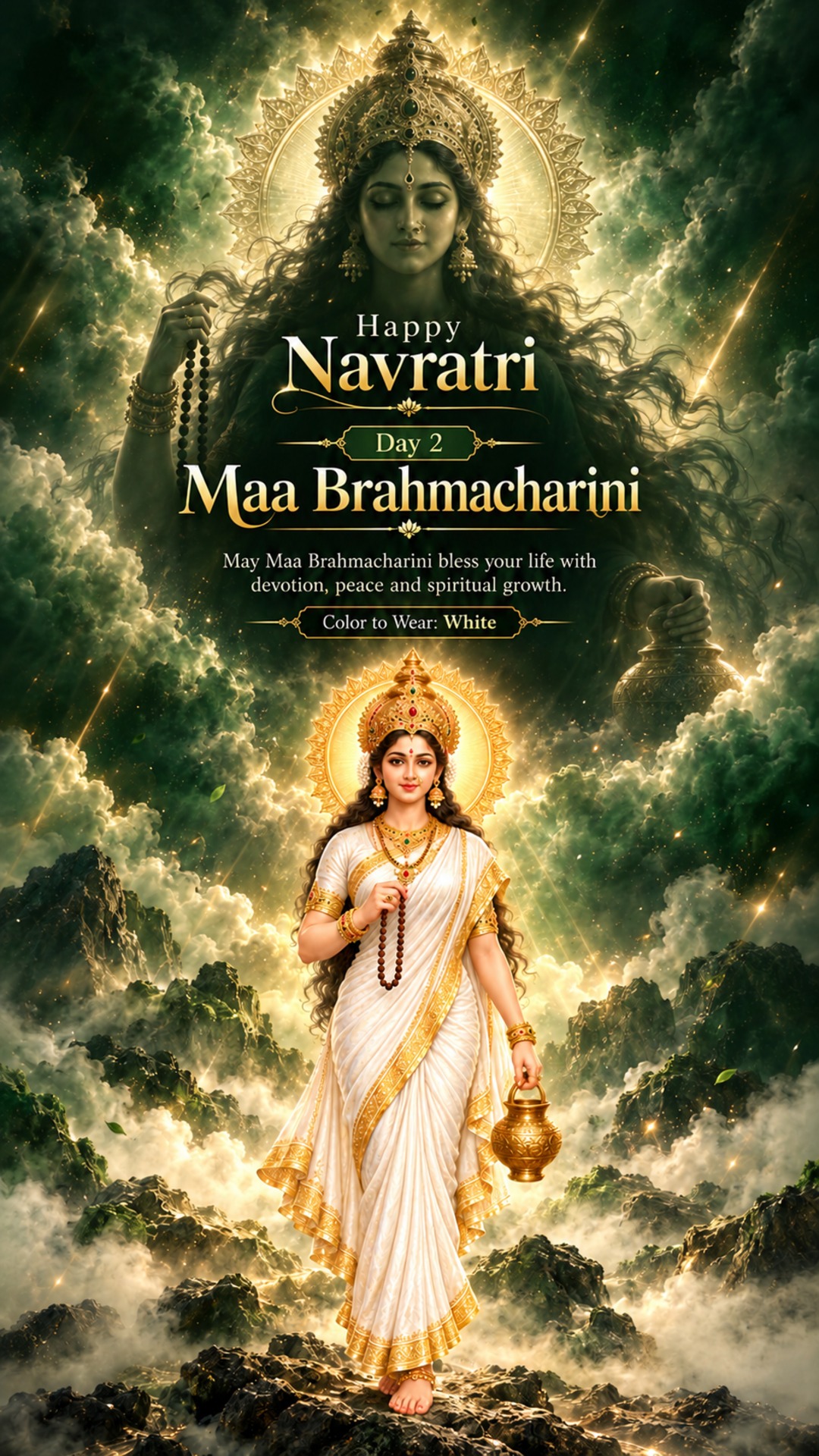 Navratri Day 2 (Brahmacharini Puja) - Navratri Day 2 (Brahmacharini Puja) Invitation Template by Reel Invite