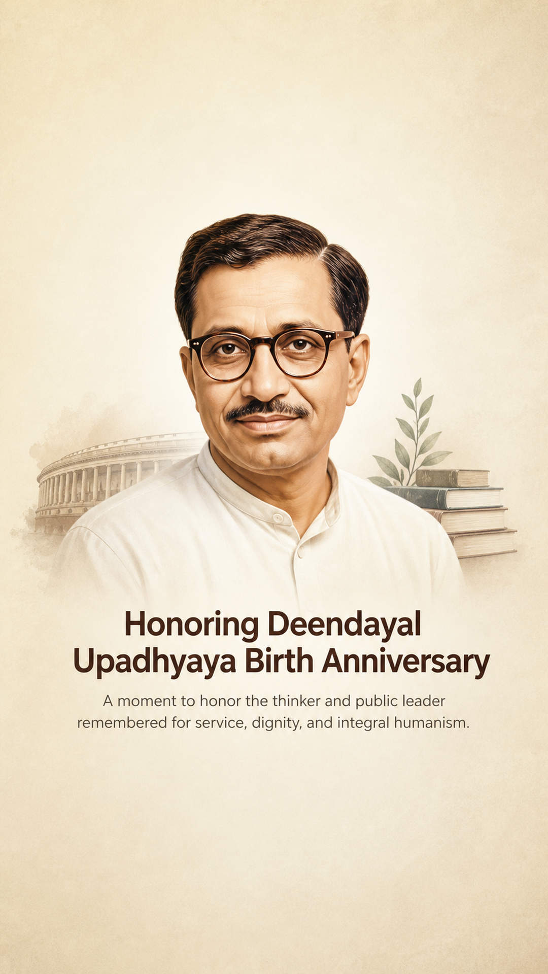 Deendayal Upadhyaya Birth Anniversary - Deendayal Upadhyaya Birth Anniversary Invitation Template by Reel Invite