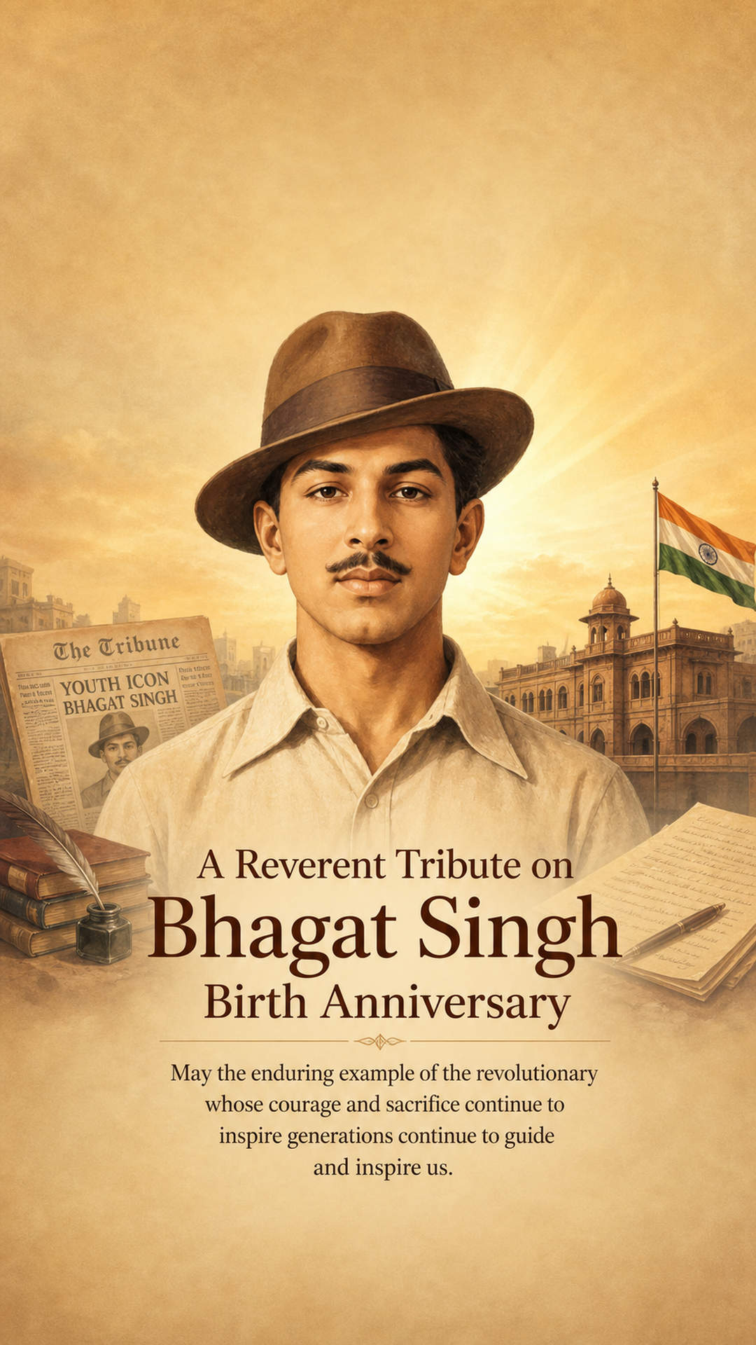 Bhagat Singh Birth Anniversary - Bhagat Singh Birth Anniversary Invitation Template by Reel Invite