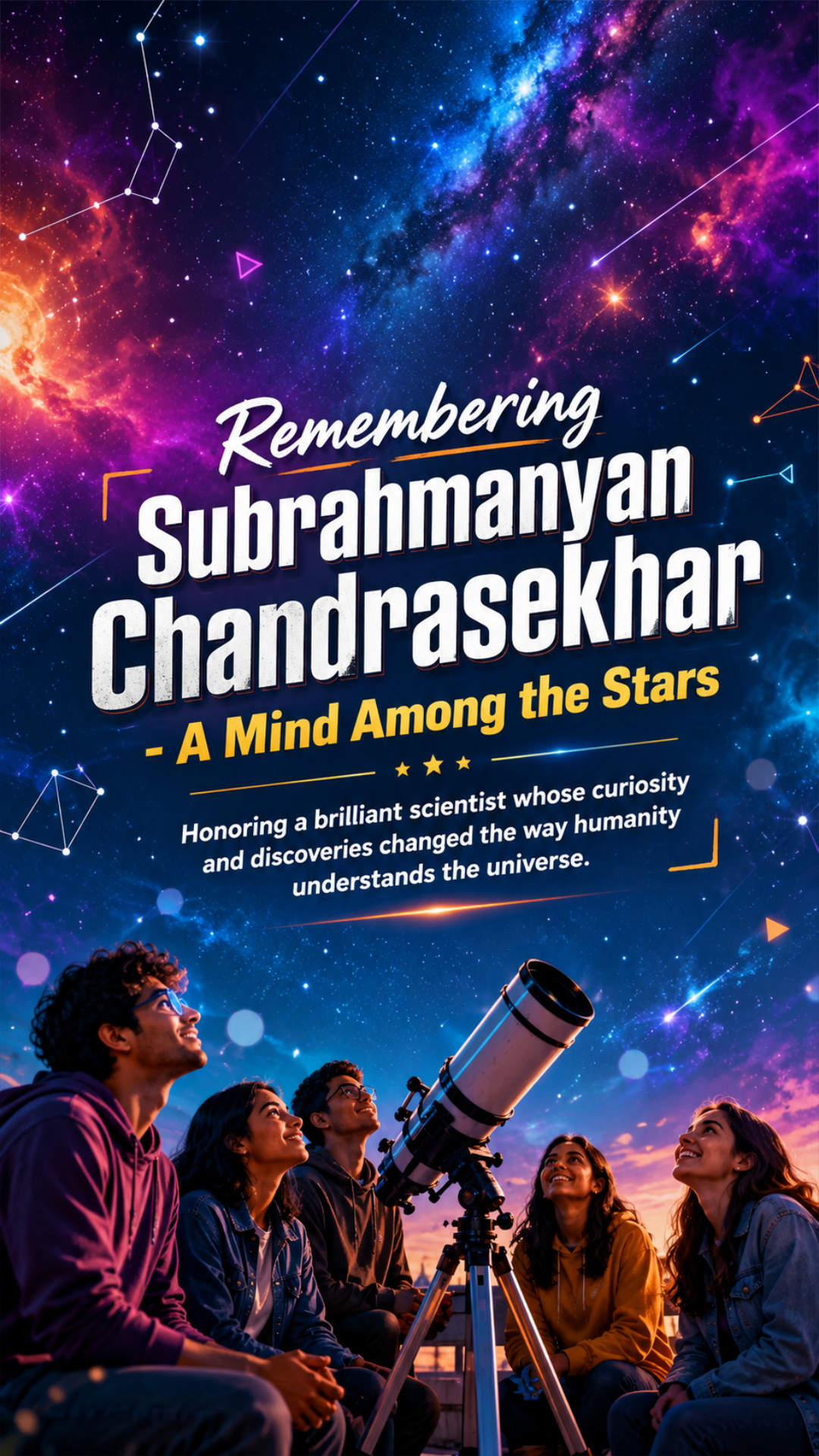 Subrahmanyan Chandrasekhar Death Anniversary - Subrahmanyan Chandrasekhar Death Anniversary Invitation Template by Reel Invite