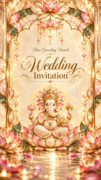 Mirror Lotus Wedding Invitation Invitation by ReelInvite